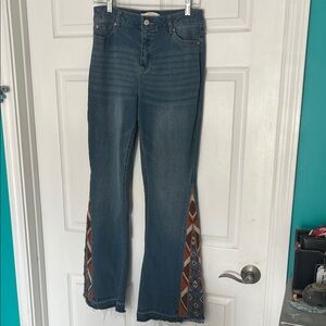 Women's Blue Jeans with Embroidered Detail
